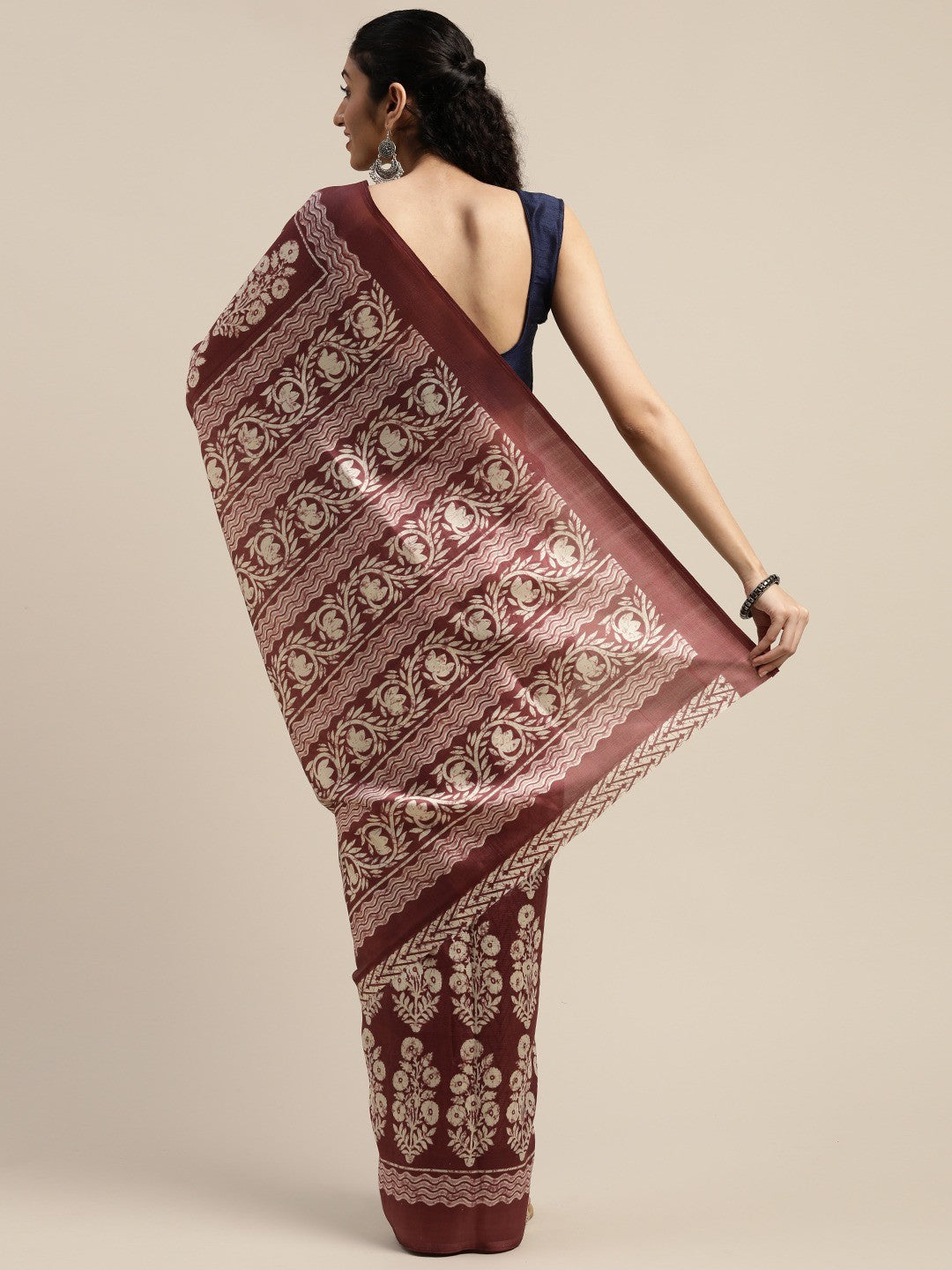 Women's Purple Art Silk Printed Saree