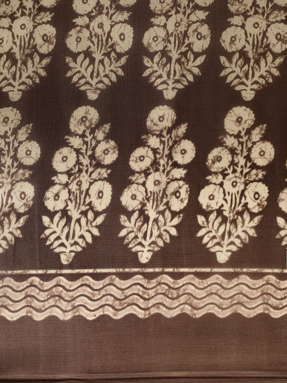 Women's Brown Art Silk Printed Saree