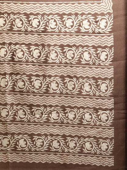 Women's Brown Art Silk Printed Saree