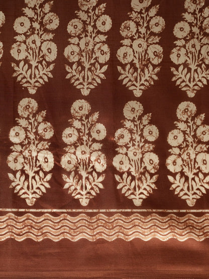 Women's Brown Art Silk Printed Saree