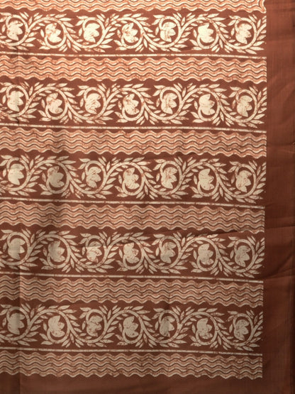 Women's Brown Art Silk Printed Saree
