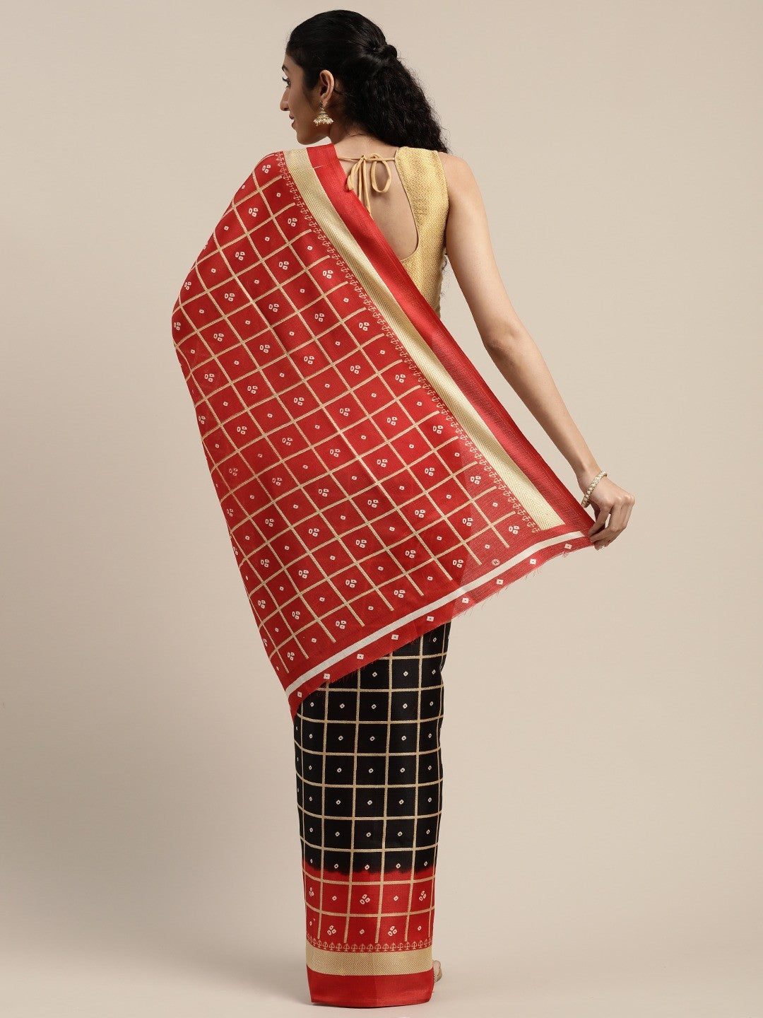 Women's Black Art Silk Printed Saree