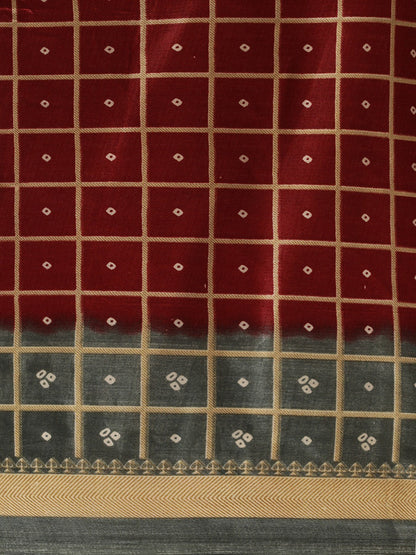 Women's Maroon Art Silk Printed Saree