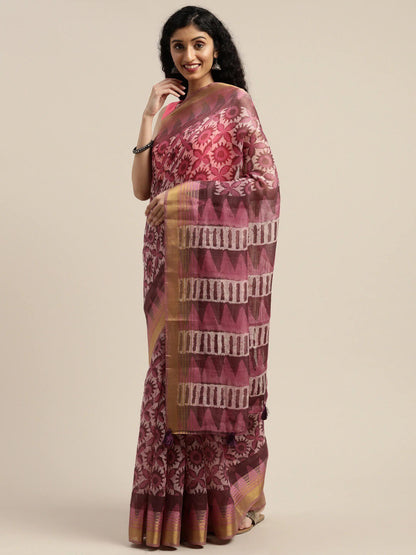 Women's Purple Art Silk Printed Saree