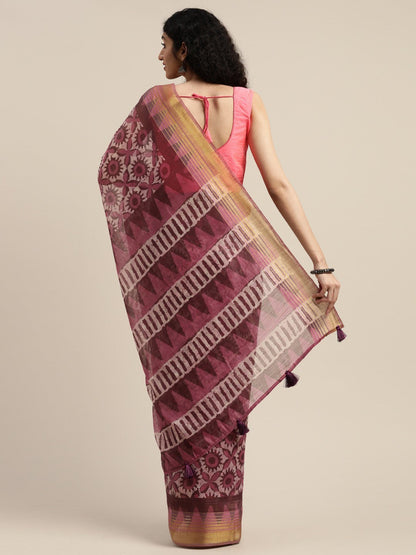 Women's Purple Art Silk Printed Saree