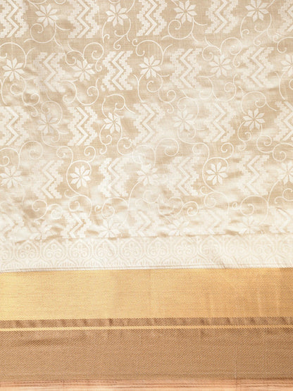 Women's White Art Silk Printed Saree