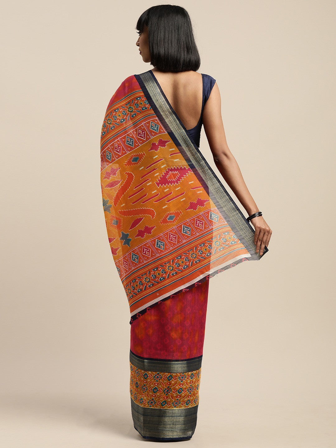 Women's Pink Art Silk Printed Saree