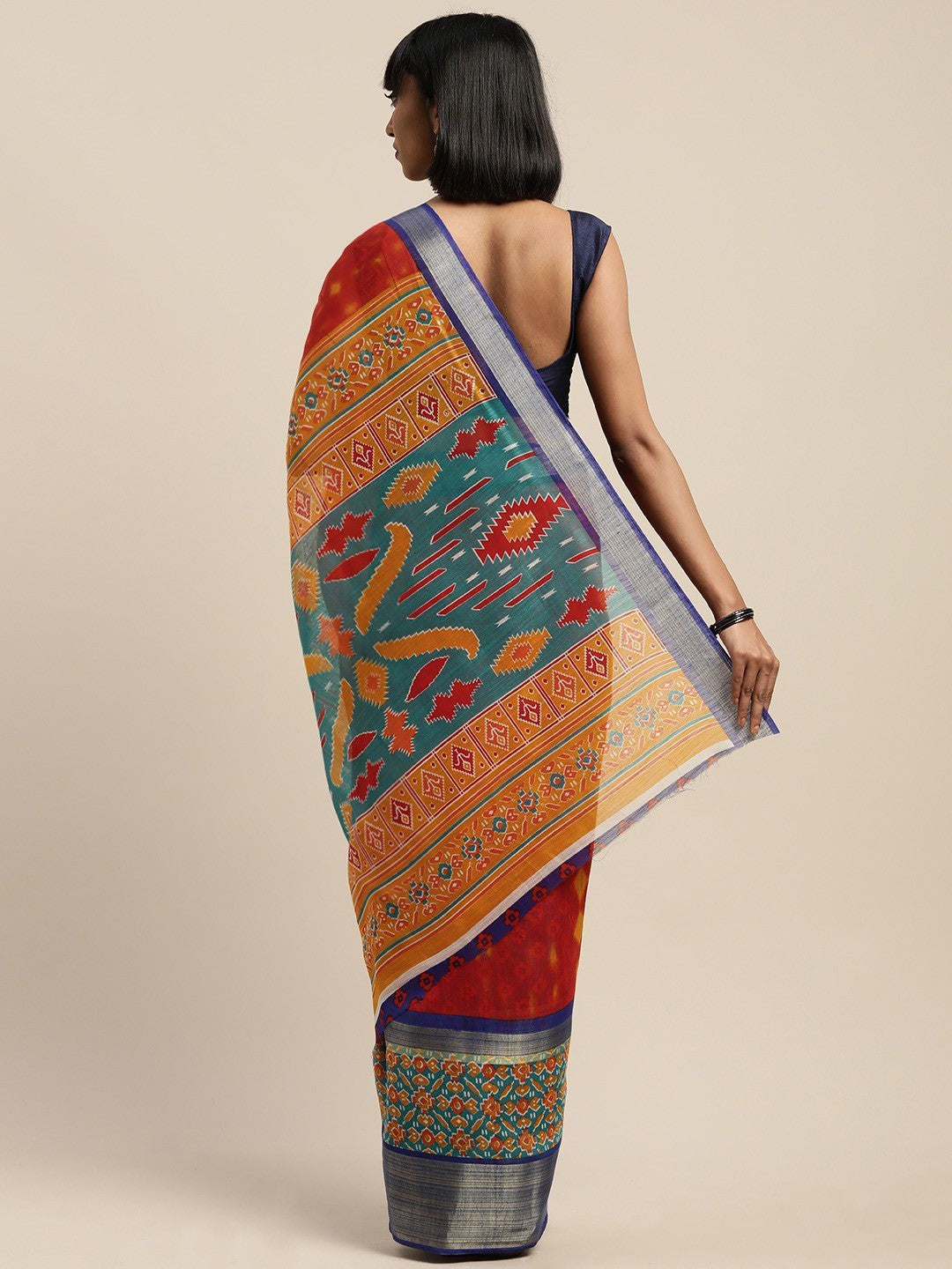 Women's Red Art Silk Printed Saree