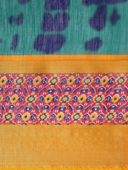 Women's Blue Art Silk Printed Saree