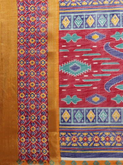 Women's Blue Art Silk Printed Saree