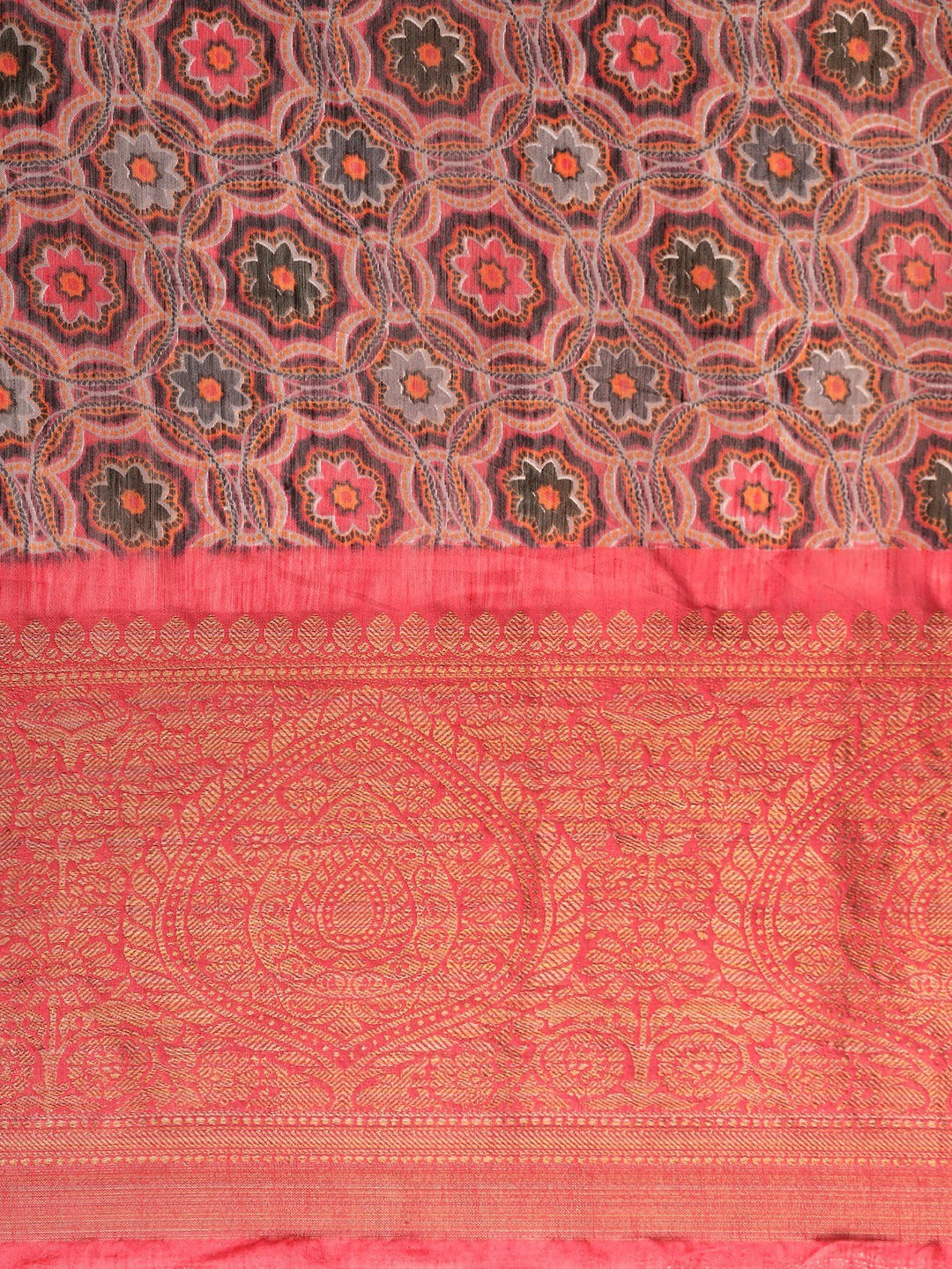 Women's Pink Art Silk Printed Saree