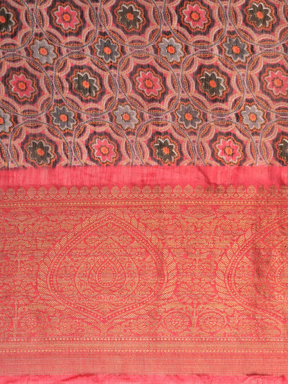Women's Pink Art Silk Printed Saree