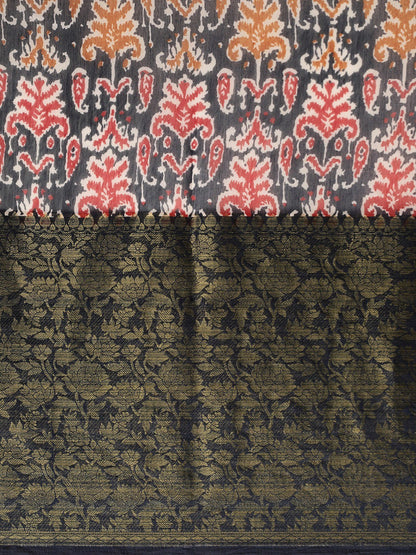 Women's Black Art Silk Printed Saree