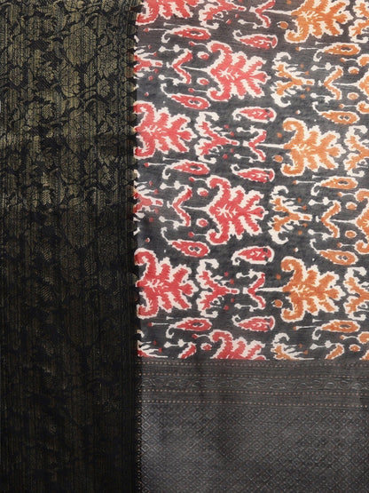 Women's Black Art Silk Printed Saree
