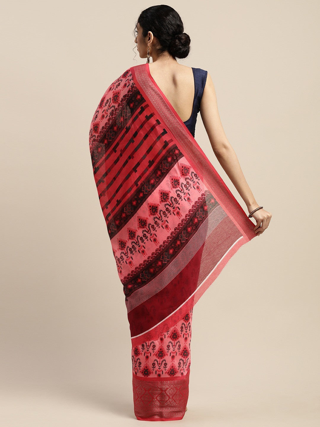 Women's Red Art Silk Printed Saree