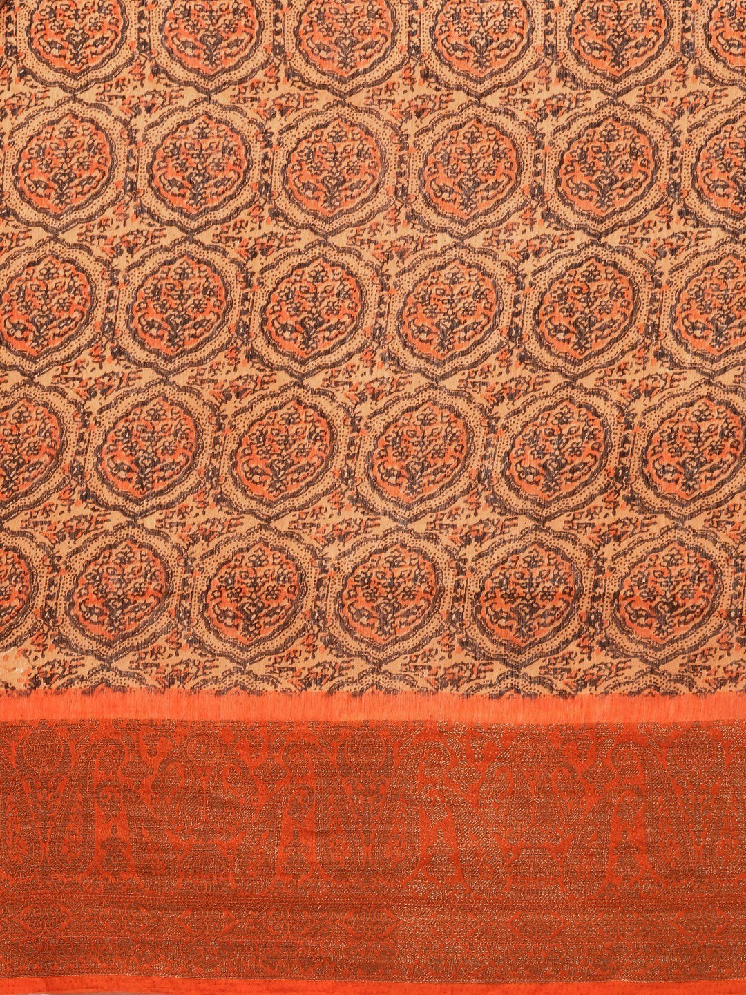 Women's Orange Art Silk Printed Saree