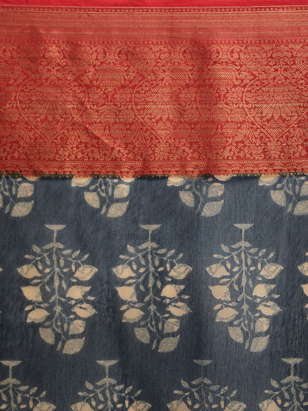 Women's Dark Blue Art Silk Printed Saree