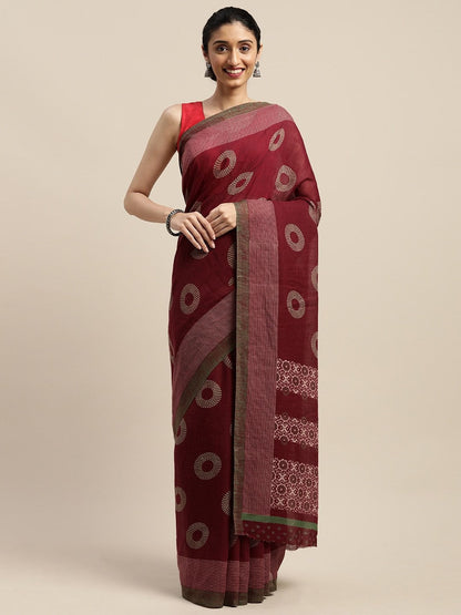 Women's Purple Art Silk Printed Saree