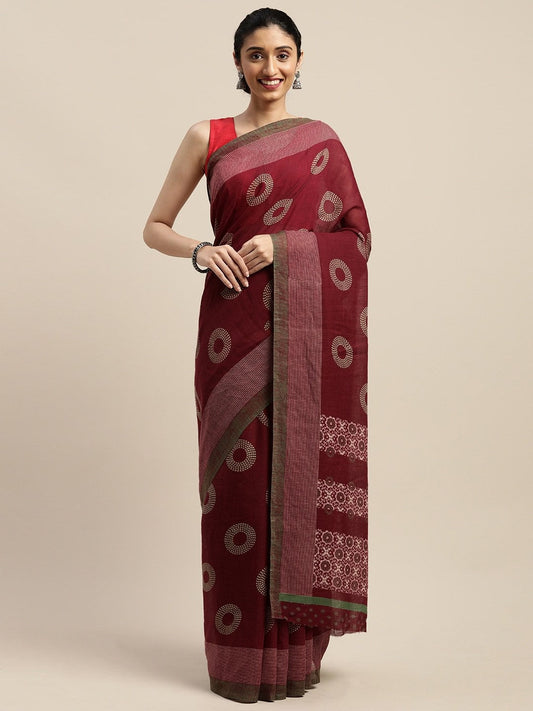 Women's Purple Art Silk Printed Saree