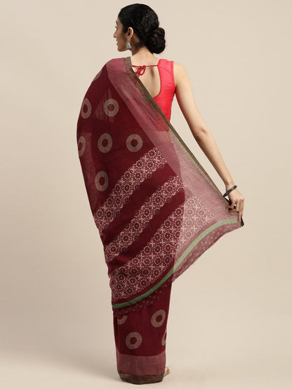 Women's Purple Art Silk Printed Saree