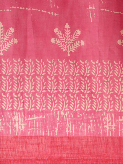 Women's Pink Art Silk Printed Saree