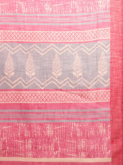 Women's Pink Art Silk Printed Saree
