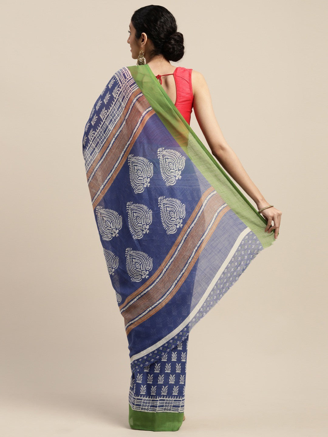 Women's Blue Art Silk Printed Saree
