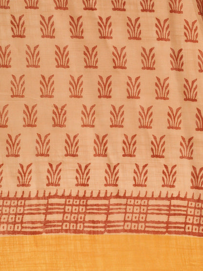 Women's Orange Art Silk Printed Saree