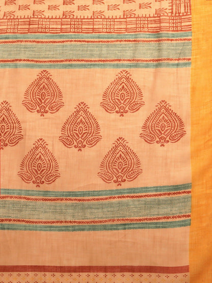 Women's Orange Art Silk Printed Saree