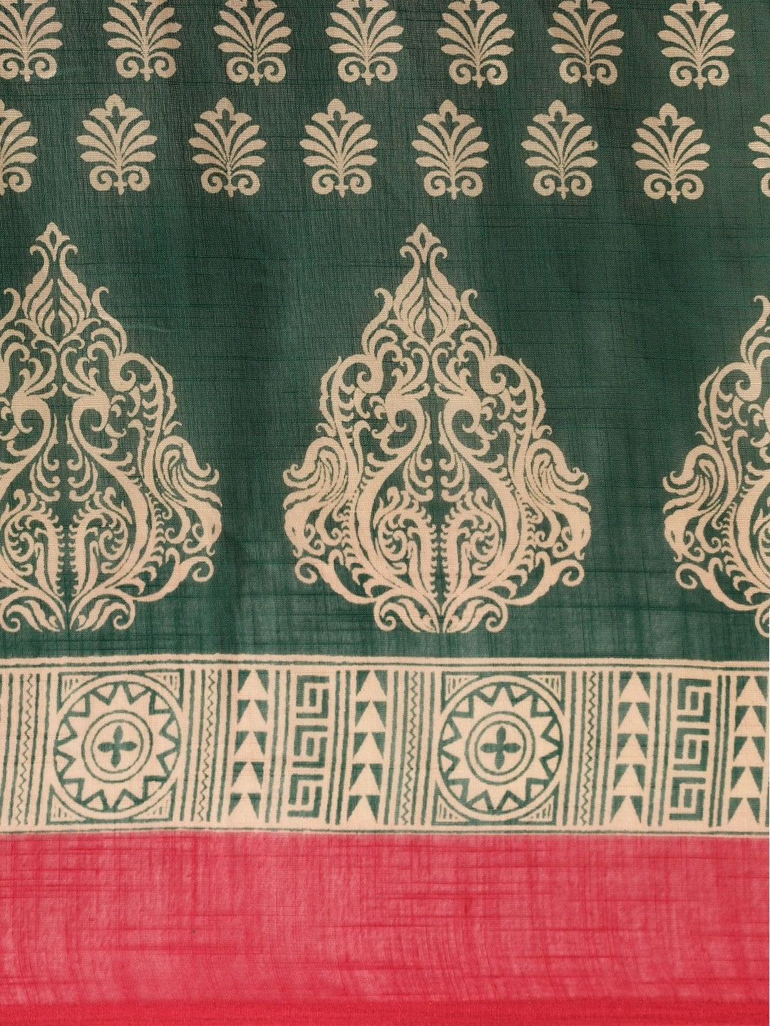 Women's Dark Green Art Silk Printed Saree