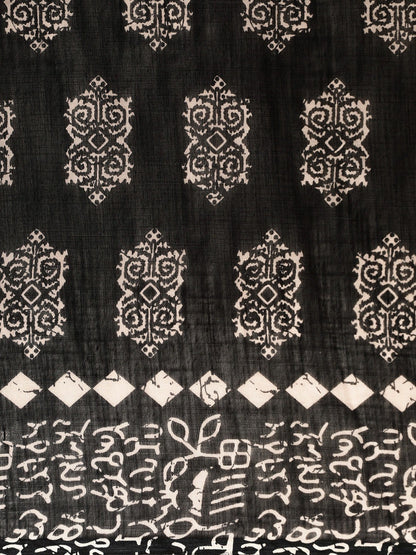 Women's Black Art Silk Printed Saree