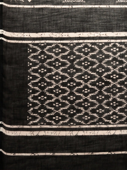 Women's Black Art Silk Printed Saree