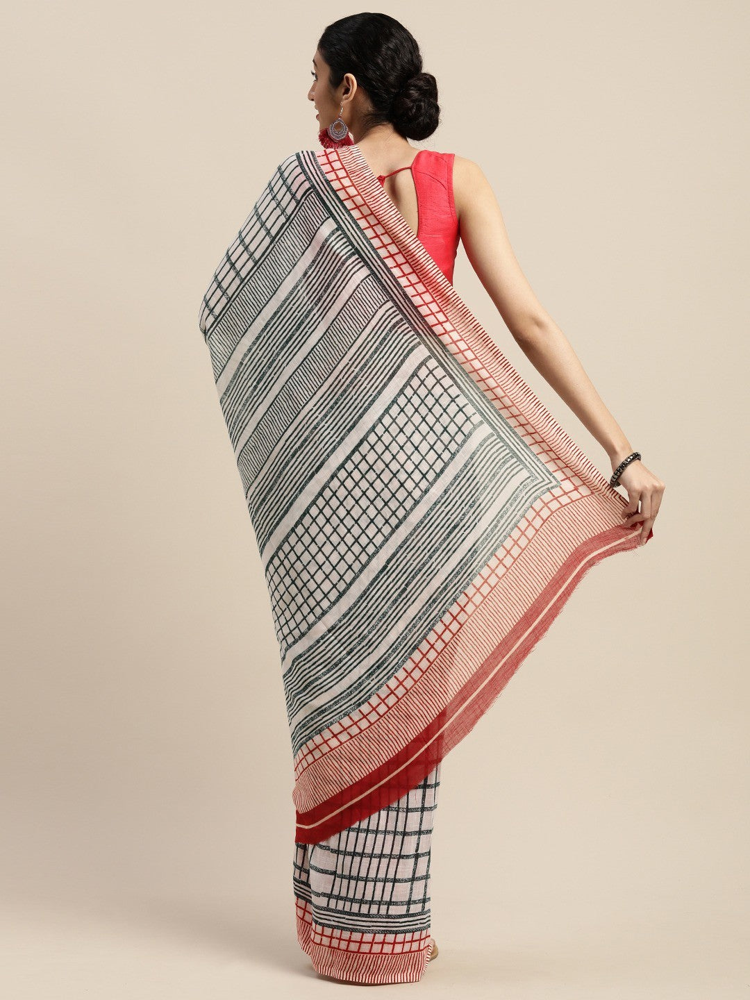 Women's White Art Silk Printed Saree