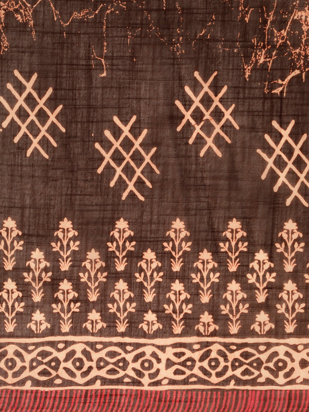 Women's Brown Art Silk Printed Saree