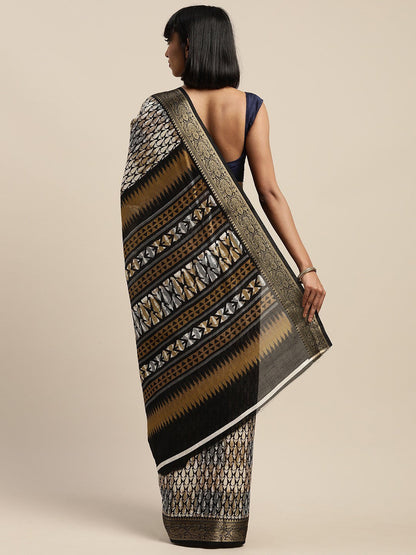 Women's Black Art Silk Printed Saree