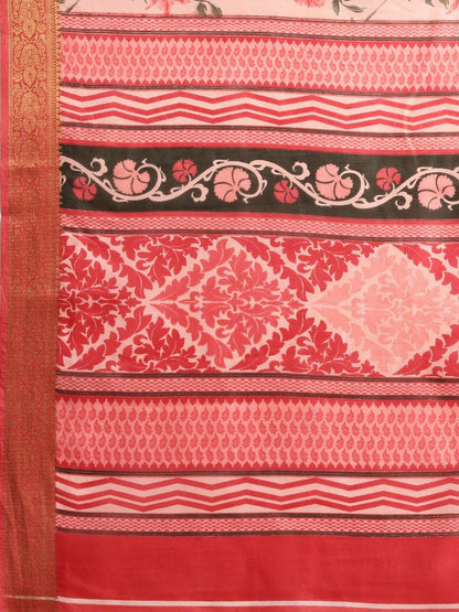 Women's Pink Art Silk Printed Saree