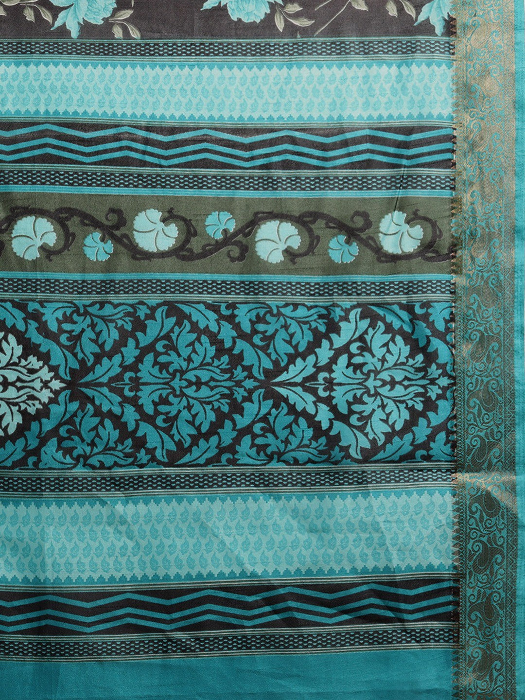 Women's Black Art Silk Printed Saree