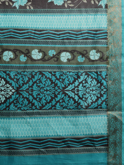 Women's Black Art Silk Printed Saree