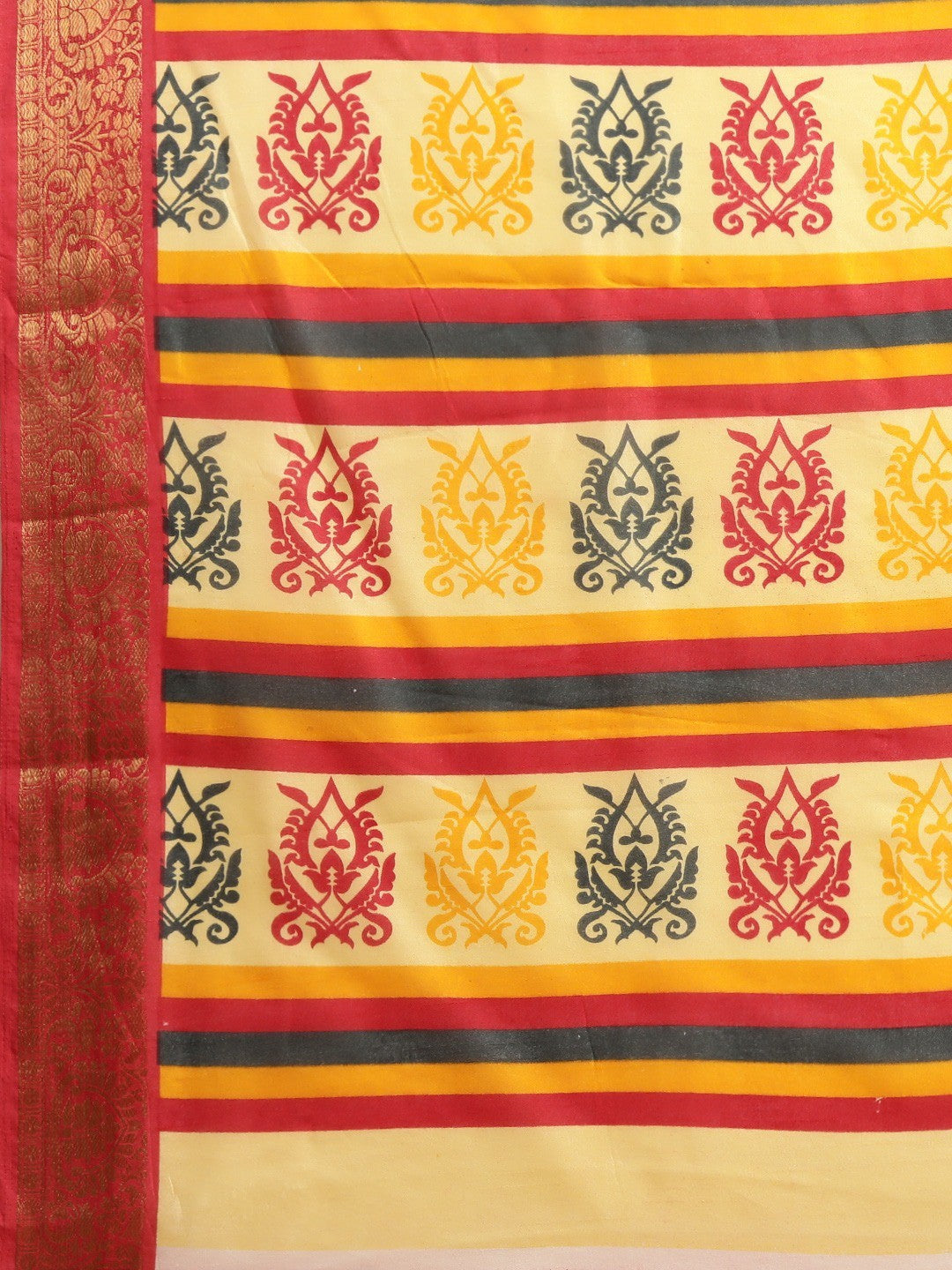 Women's Yellow Art Silk Printed Saree