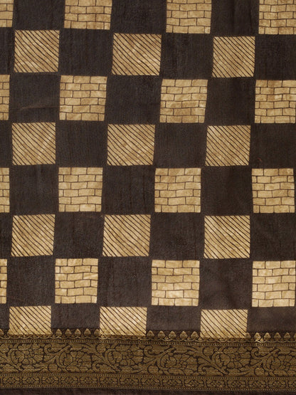 Women's Brown , Beige Art Silk Printed Saree
