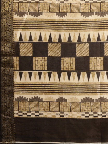 Women's Brown , Beige Art Silk Printed Saree