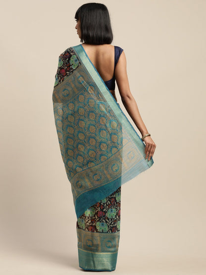 Women's Black Art Silk Printed Saree