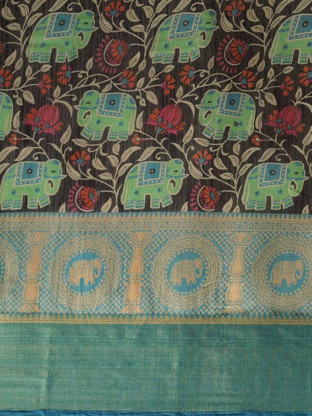 Women's Black Art Silk Printed Saree