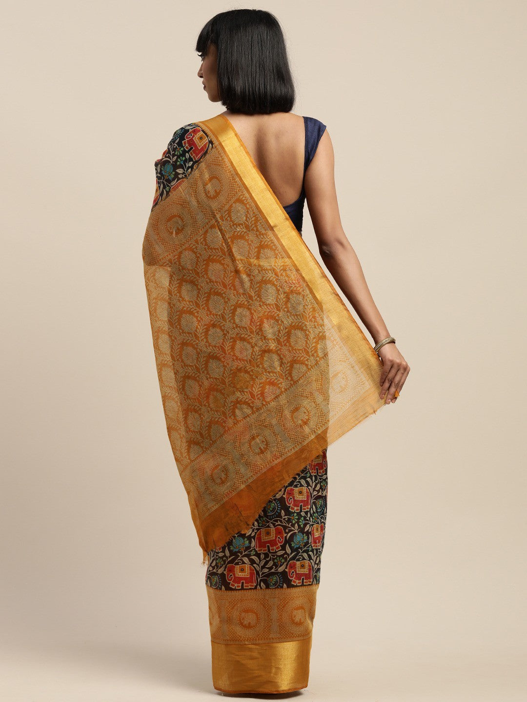 Women's Black  Art Silk Printed Saree