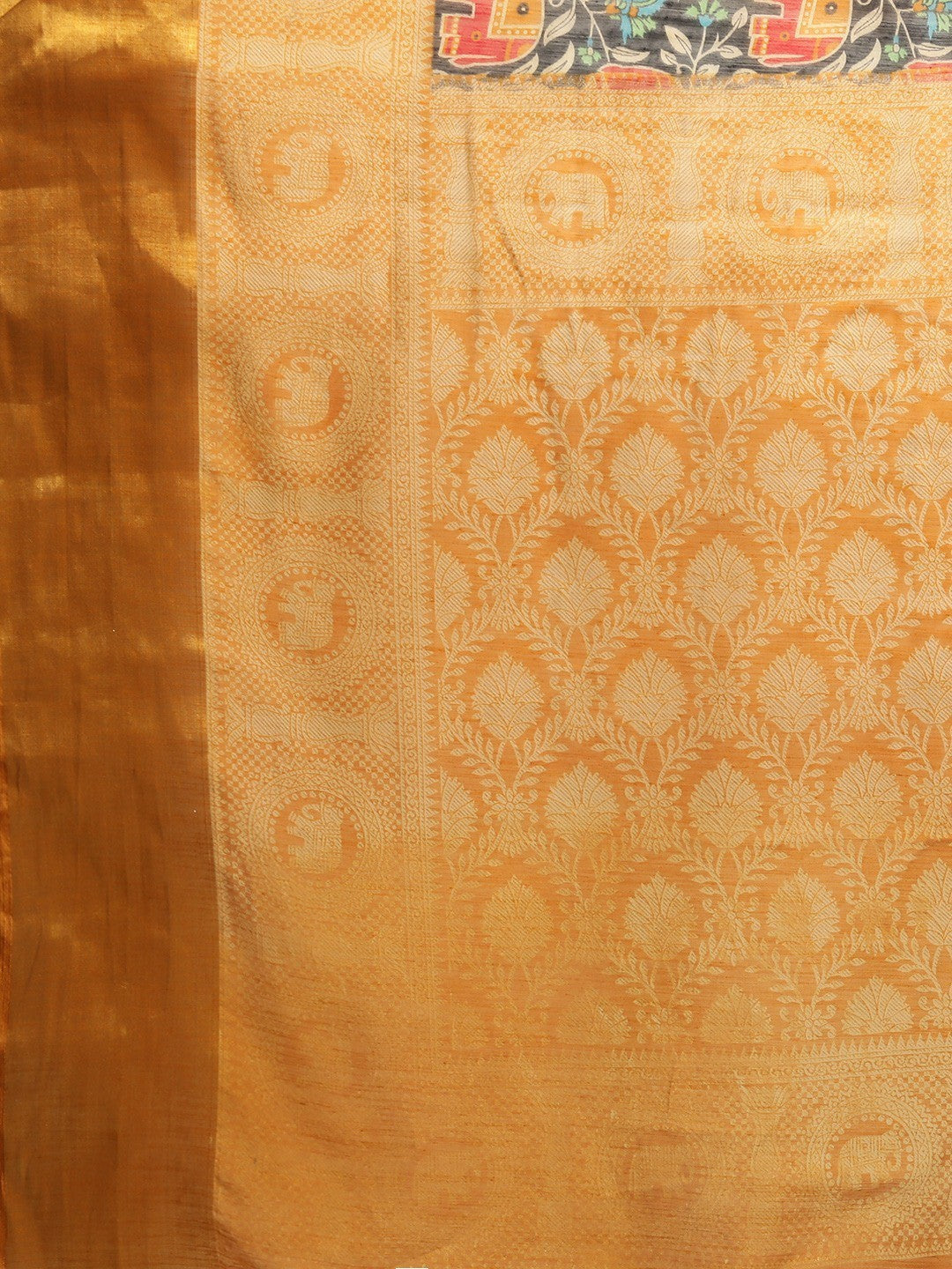 Women's Black  Art Silk Printed Saree