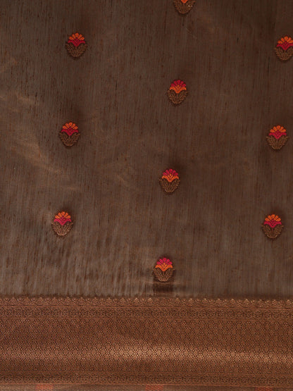 Women's Brown Art Silk Printed Saree