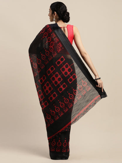 Women's Red Art Silk Printed Saree