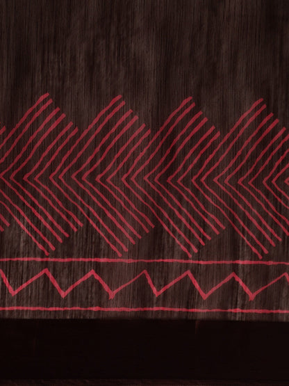 Women's Brown Art Silk Printed Saree