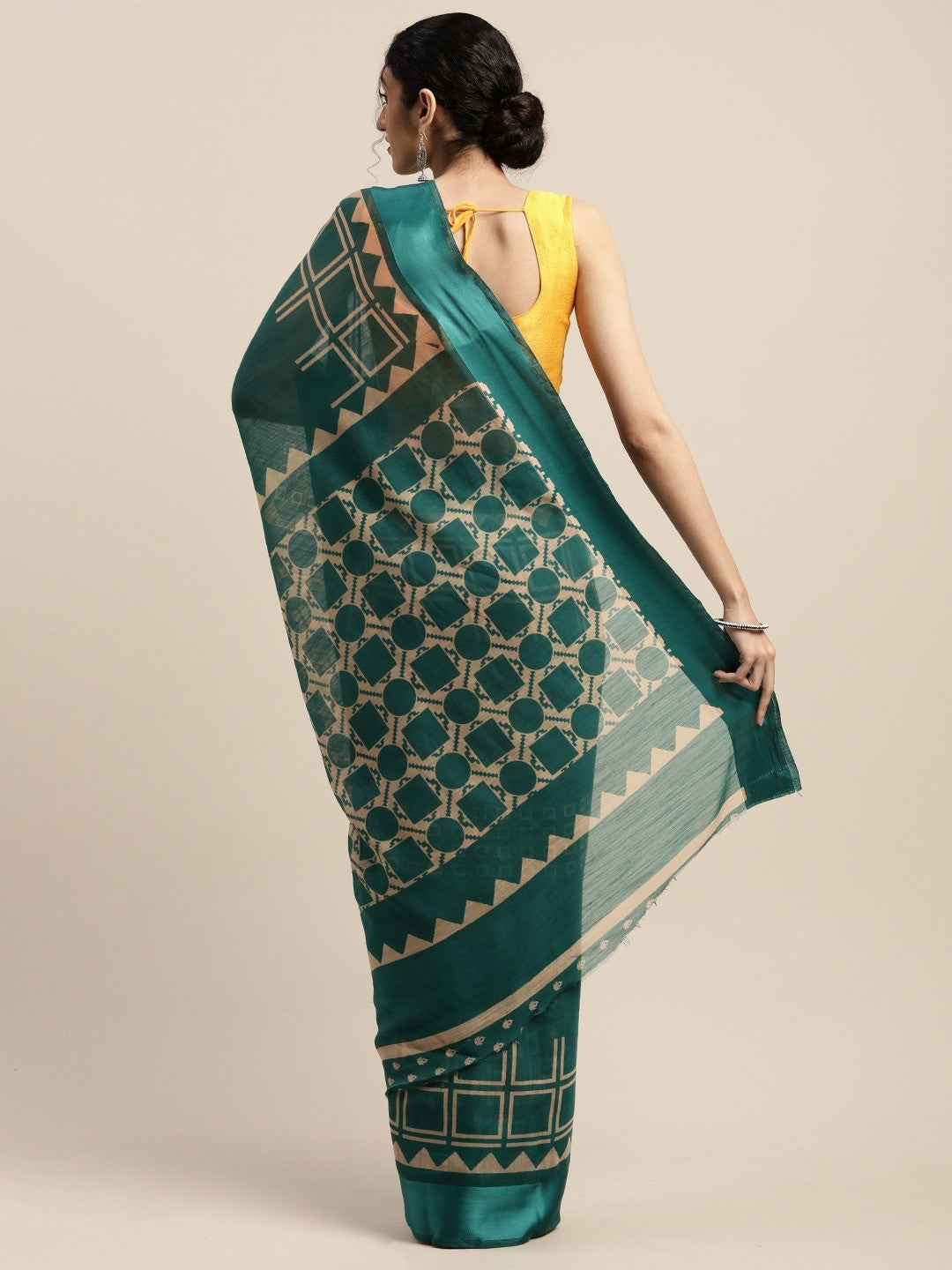 Women's Green Art Silk Printed Saree