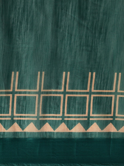 Women's Green Art Silk Printed Saree